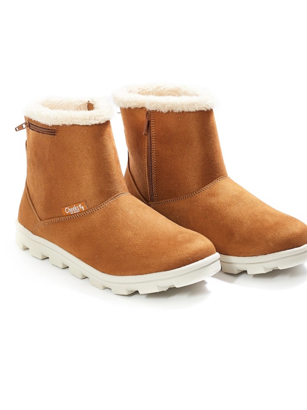 Tony Little Cozy Women's Ankle Boot - Chestnut Faux-Suede with Shearling